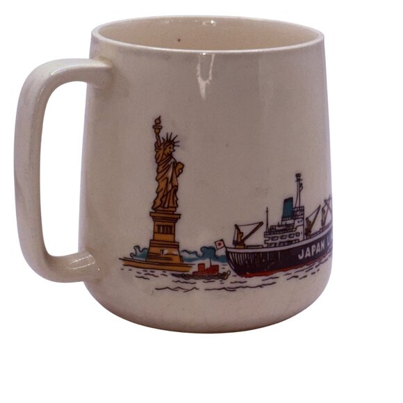 Vtg 1969 Japan Ambassador Skyline Mug Brown Orange Cityscape Ceramic Coffee Cup - Picture 5 of 7